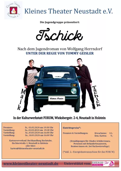 Das Kleine Theater Neustadt präsentiert Tschick unter der Regie von Tommy Geisler